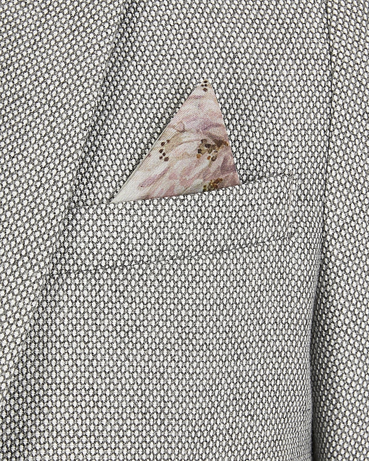 Boys grey texture single breasted suit blazer