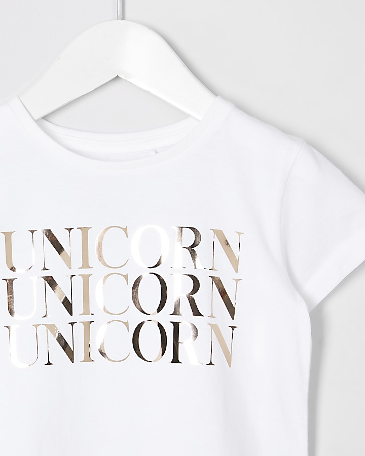 Mini girls unicorn mirror foil T-shirt
