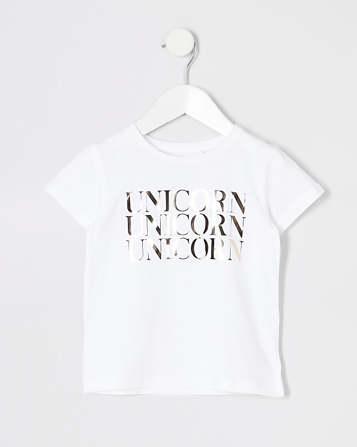 Mini girls unicorn mirror foil T-shirt
