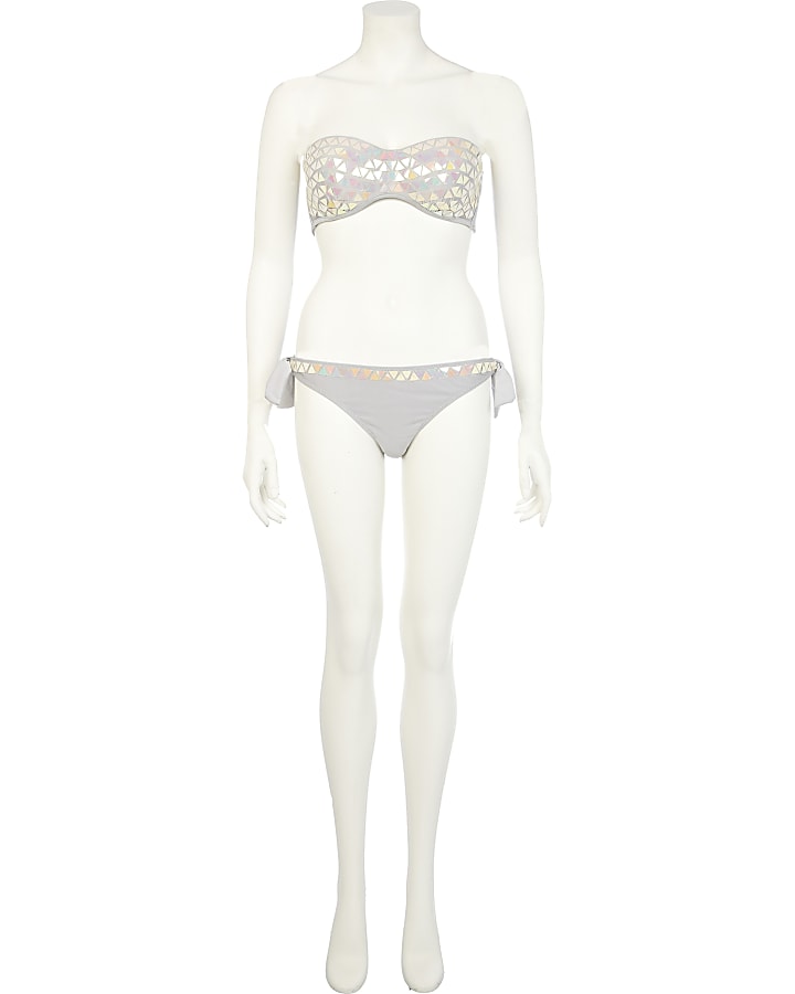 Silver triangle sequin bikini bottoms