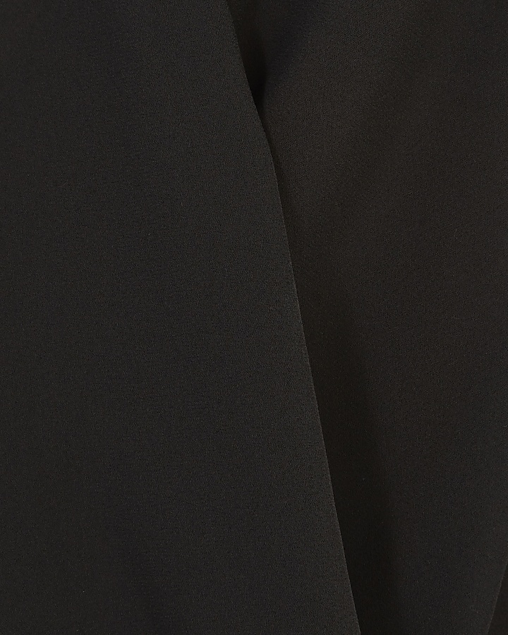 Black wrap front pocket blouse