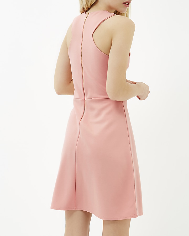 Pink sleeveless A-line dress