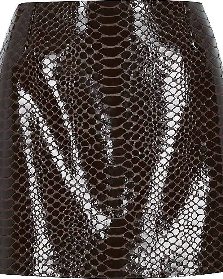 Brown snake print pelmet mini skirt