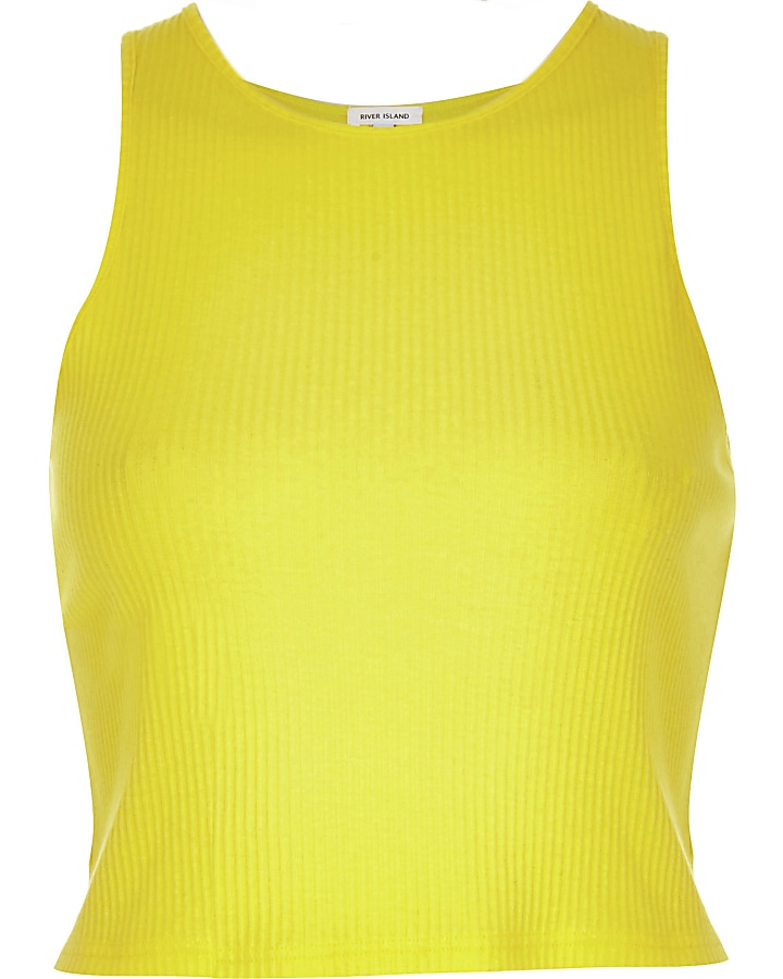 Yellow '90s ribbed crop top