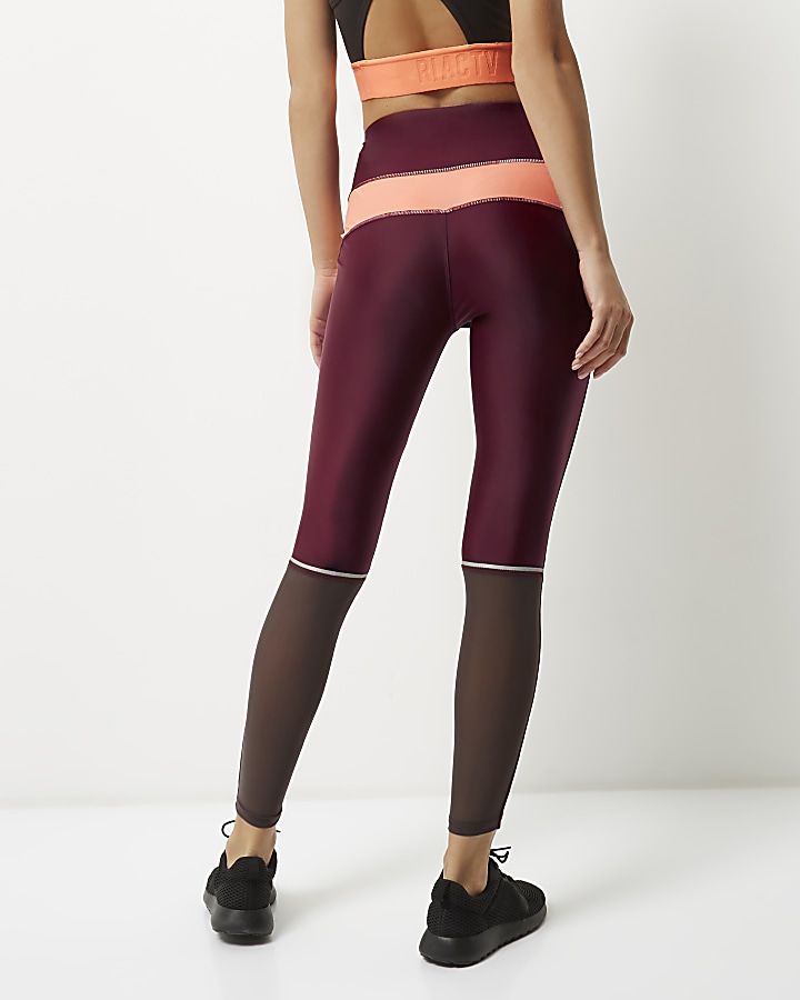 RI Active burgundy block sports leggings