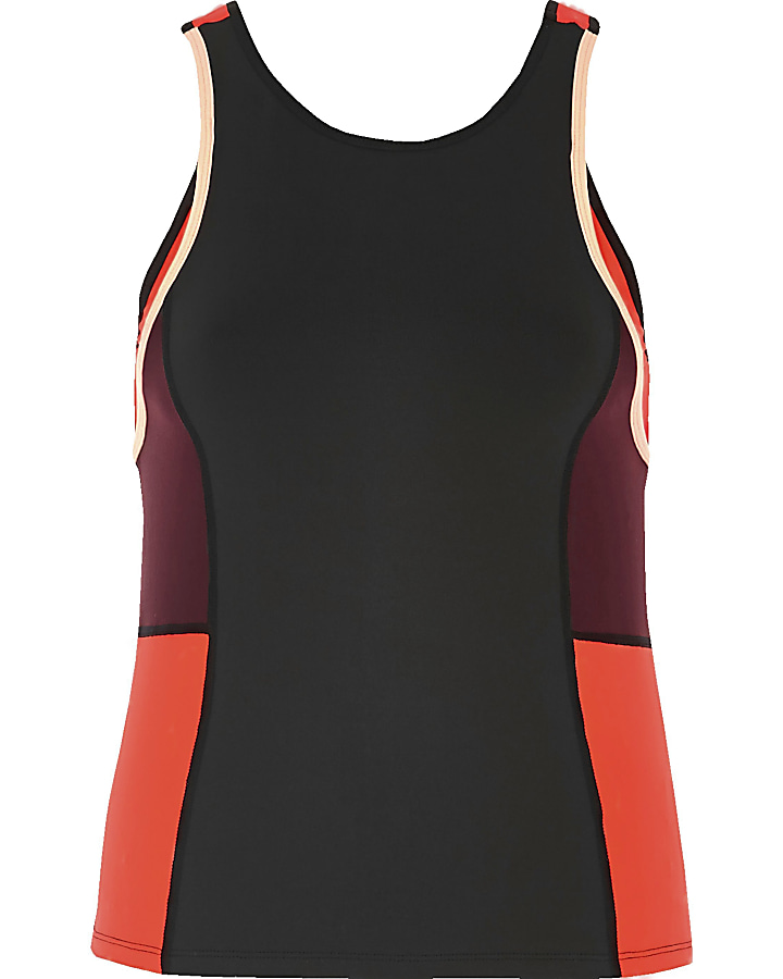 RI Active black fitted block gym vest