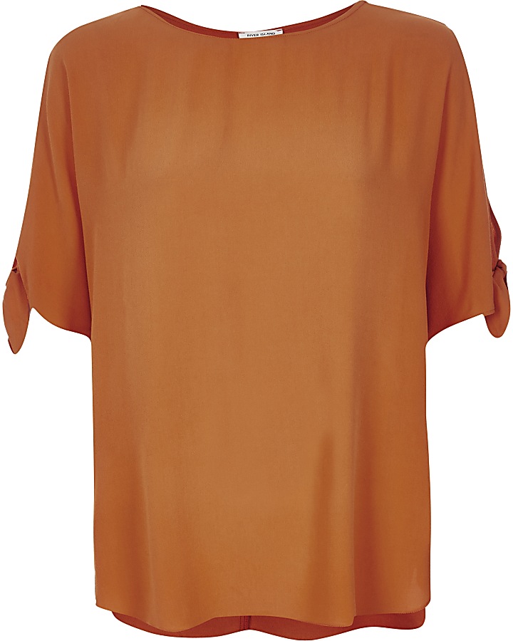 Orange tied sleeves t-shirt