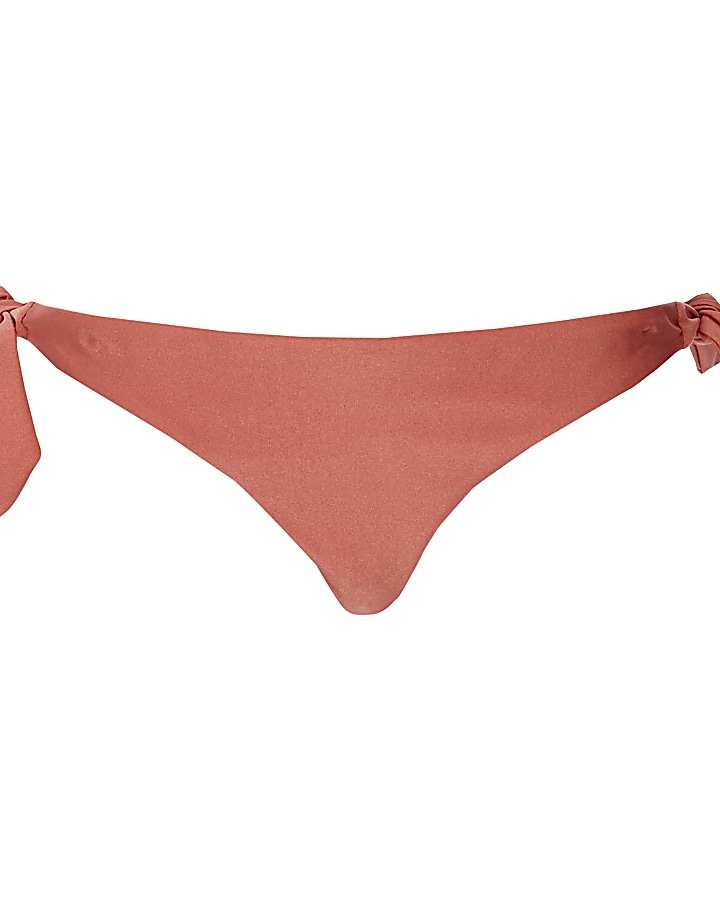 Pink tie side bikini bottoms