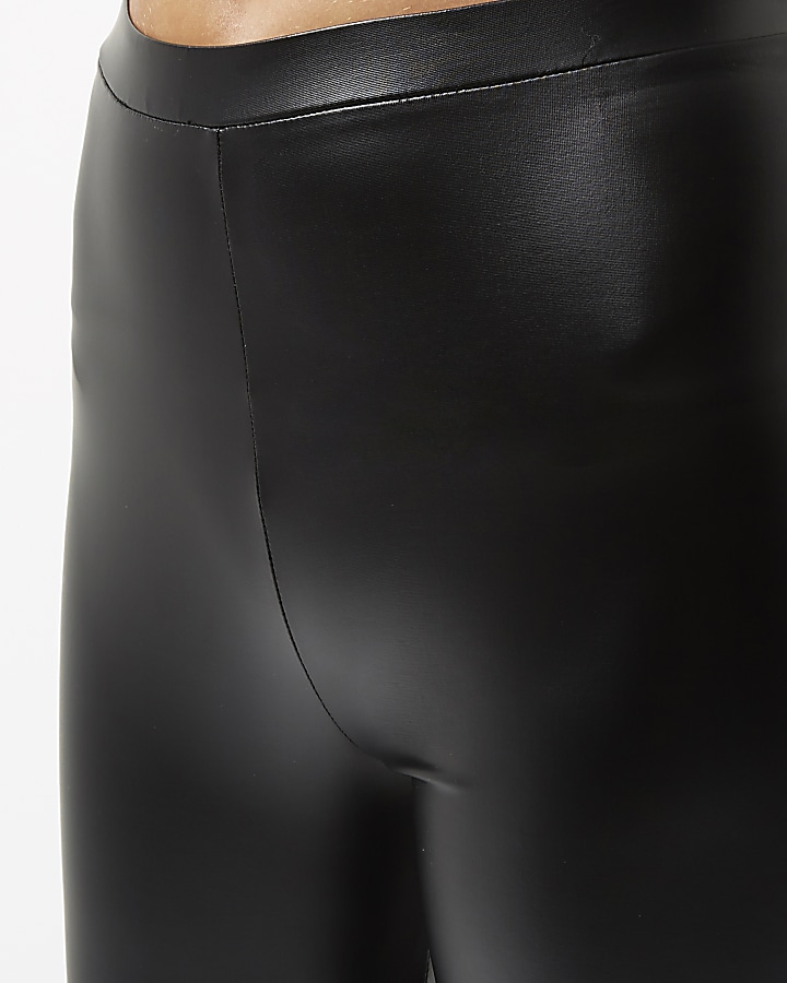 Black coated high rise leggings