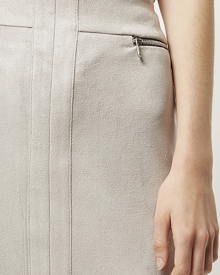 Grey zip detail pencil skirt