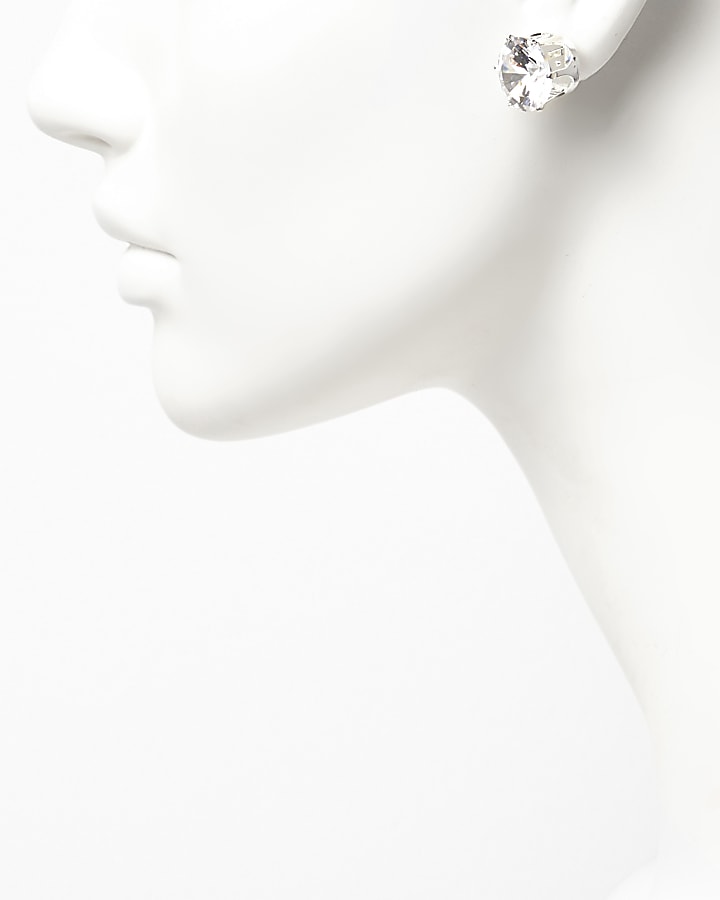White crystal stud earrings