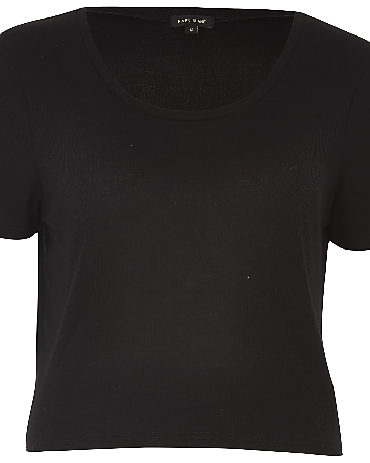Black relaxed scoop neck T-shirt