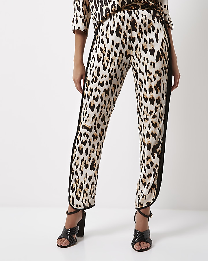 Leopard print soft tapered trousers
