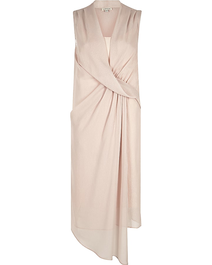 Light pink drape front swing dress