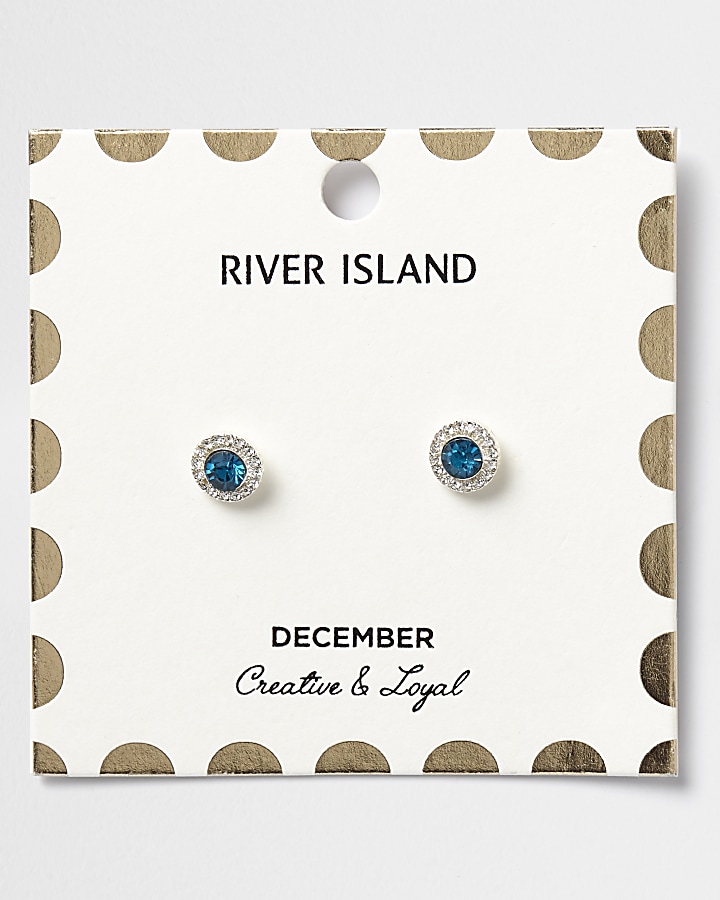 Blue December birthstone stud earrings