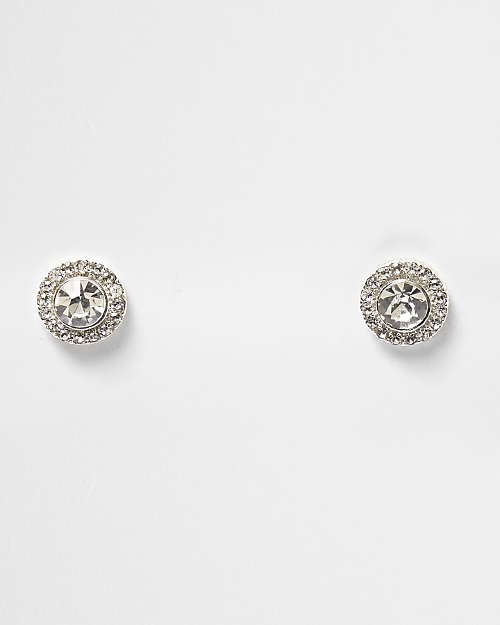 White April birthstone stud earrings