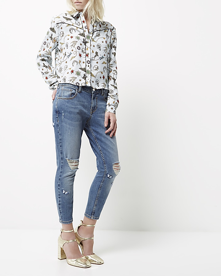 Petite embroidered Alannah jeans