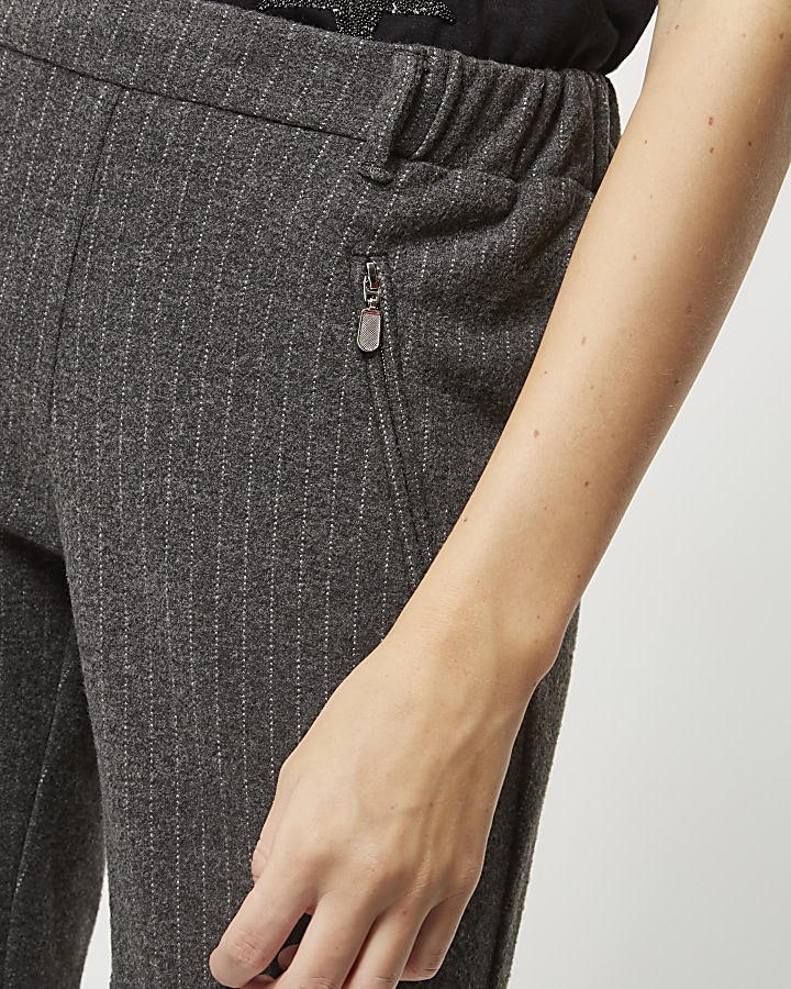 Grey stripe soft tapered trousers