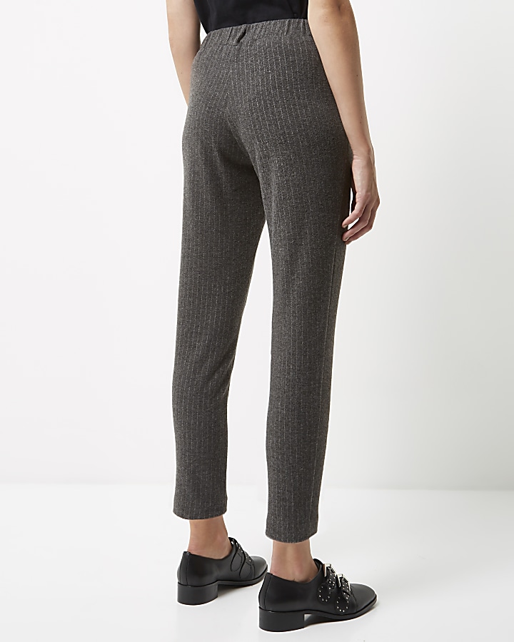 Grey stripe soft tapered trousers