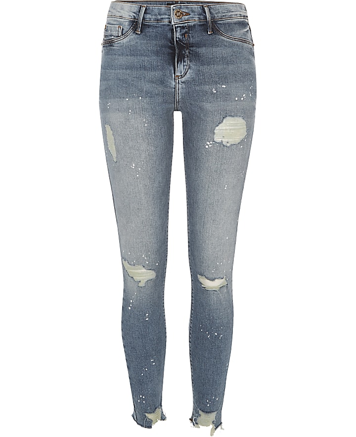 Authentic wash ripped paint Molly jeggings