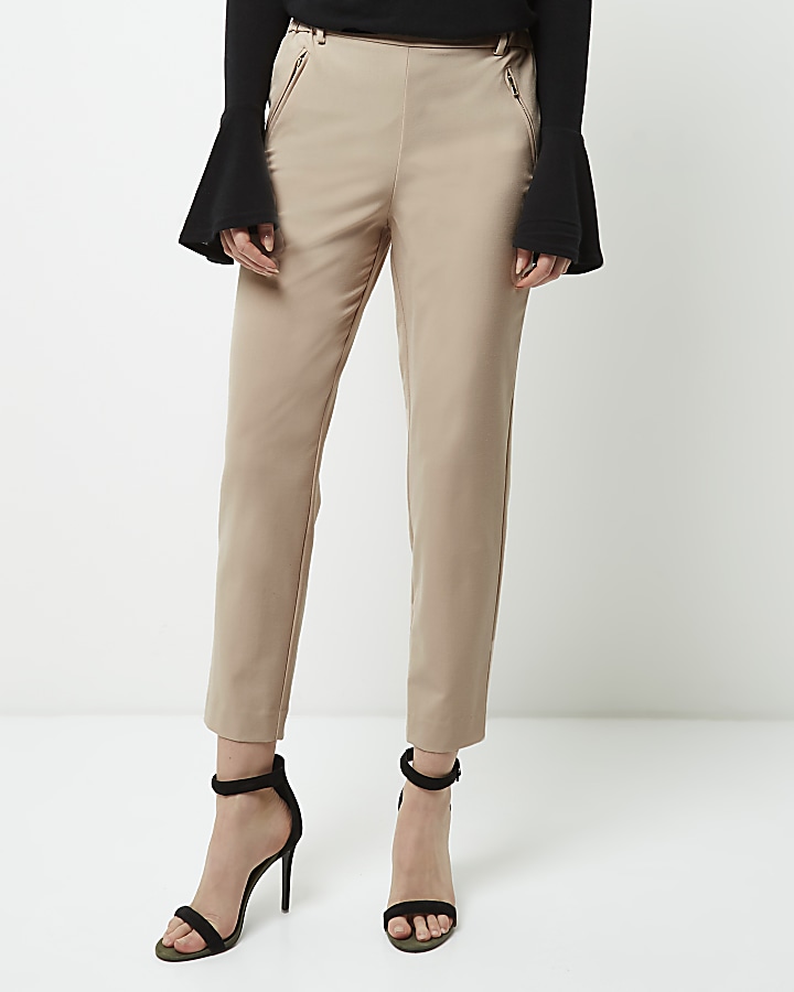 Pink zip detail trousers
