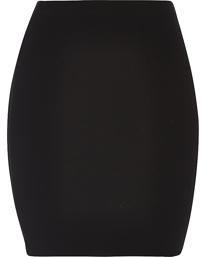 Black jersey mini skirt