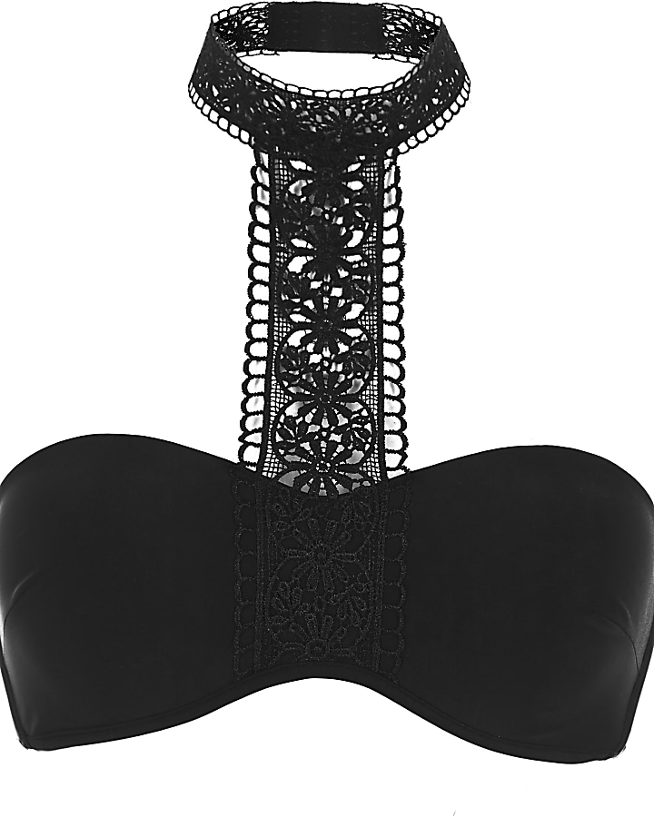 Black lace choker bikini top