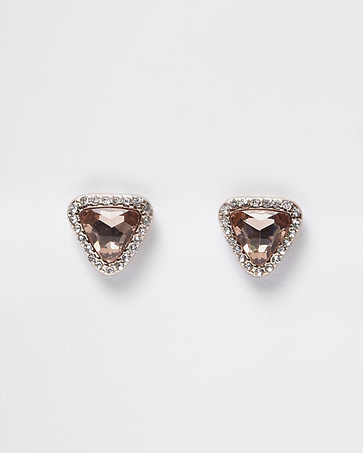 Rose gold tone gem diamante stud earrings
