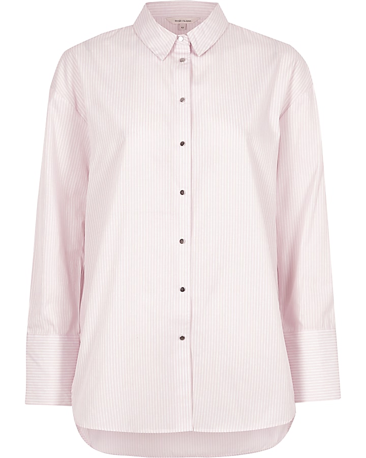 Pink stripe print oversized shirt