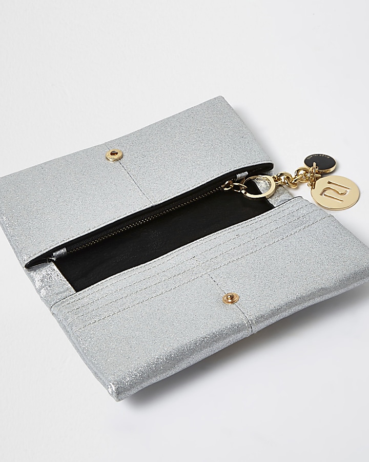 Silver metallic foldover purse