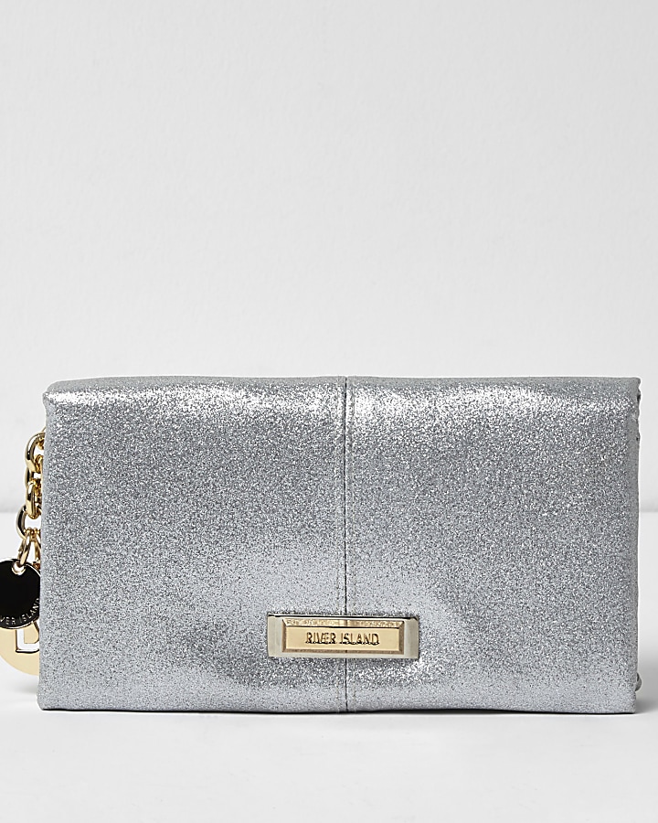 Silver metallic foldover purse