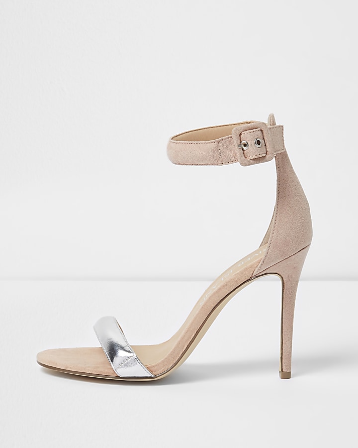 Nude barely there metallic wide fit sandals