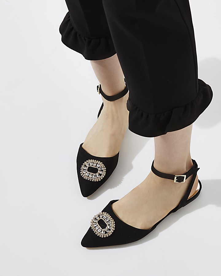 Black diamante embellished pointed shoes