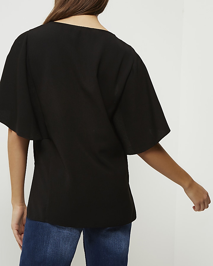 Black cape sleeve top