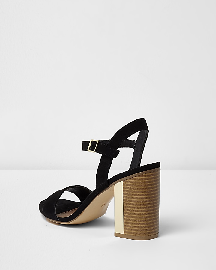 Black block heel sandals