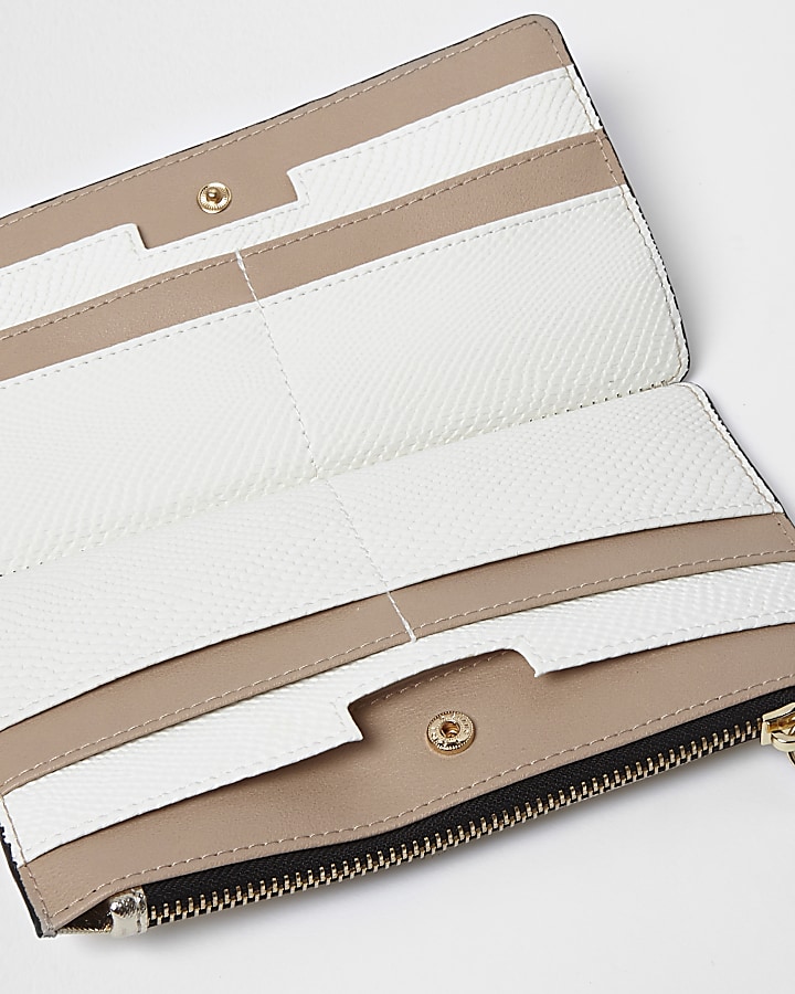 Gold woven panel slim foldout purse