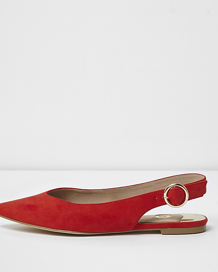 Red pointed slingback shoes