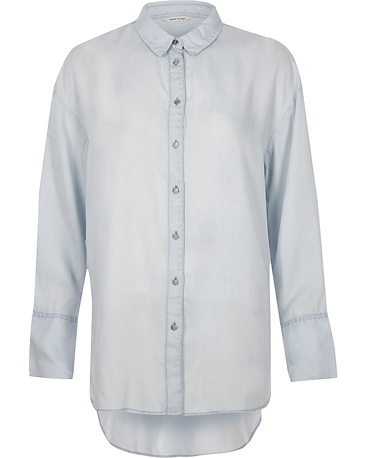 Blue long sleeve longline shirt