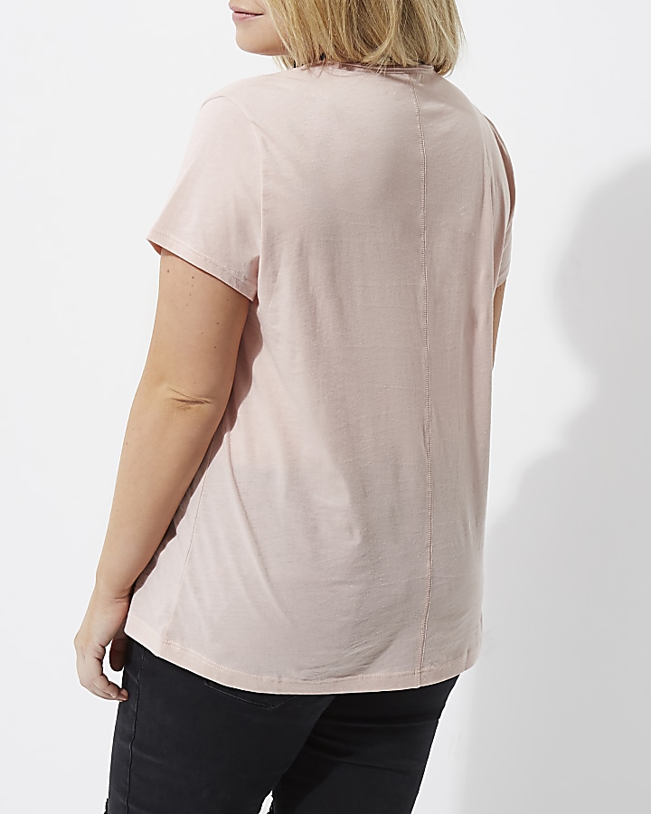 Plus light pink scoop neck T-shirt