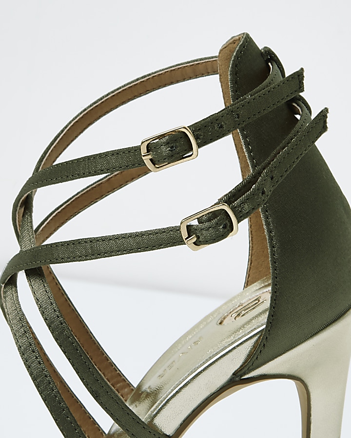 Khaki green wide fit caged sandals