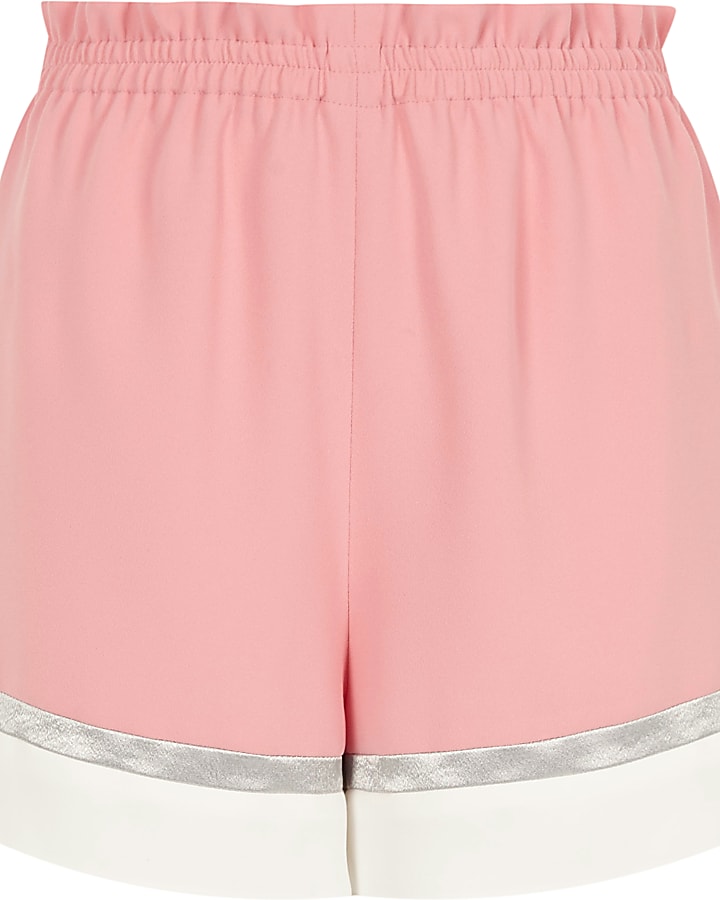 Pink colour block shorts
