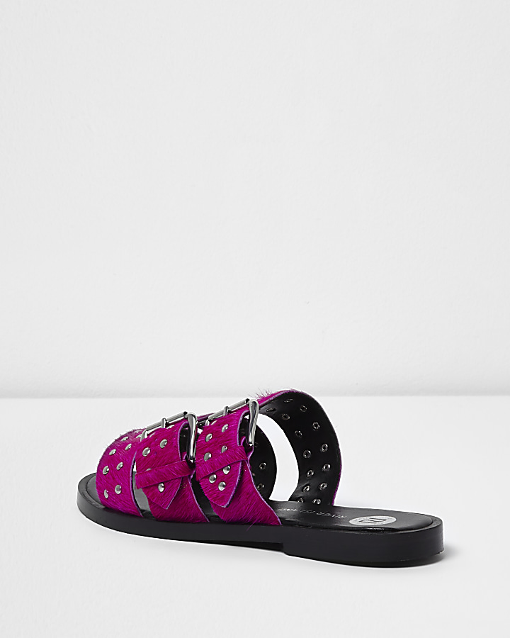Pink studded strap sandals