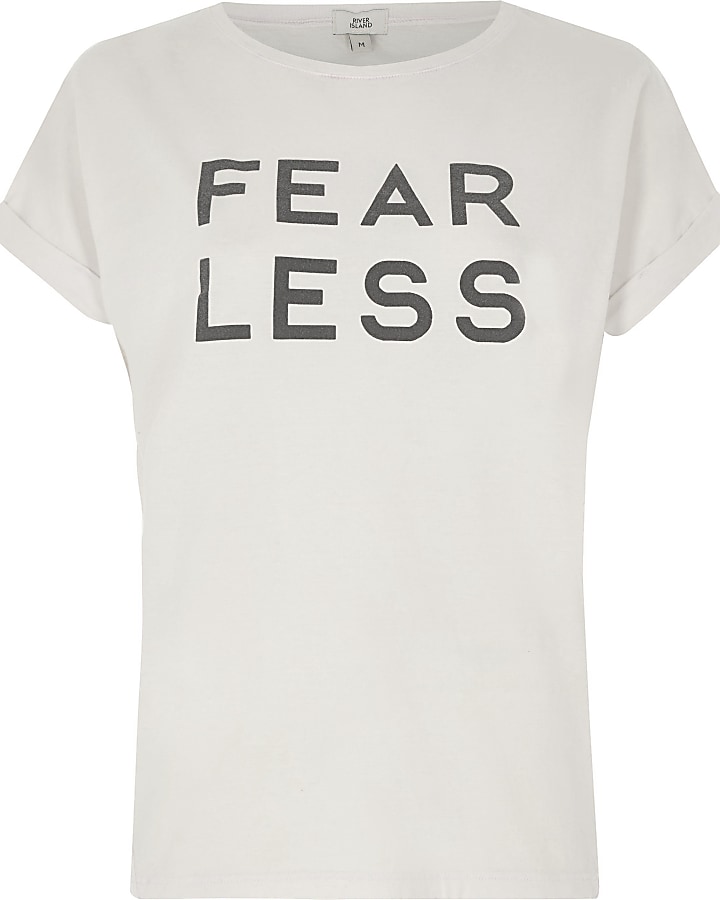 Pink 'fearless' print T-shirt