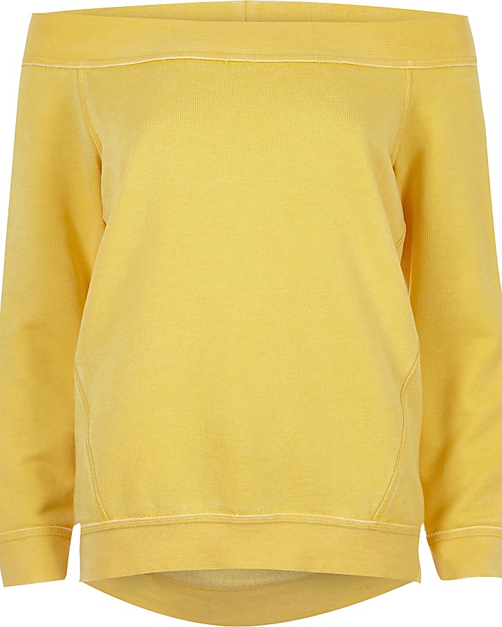 Yellow burnout bardot sweatshirt