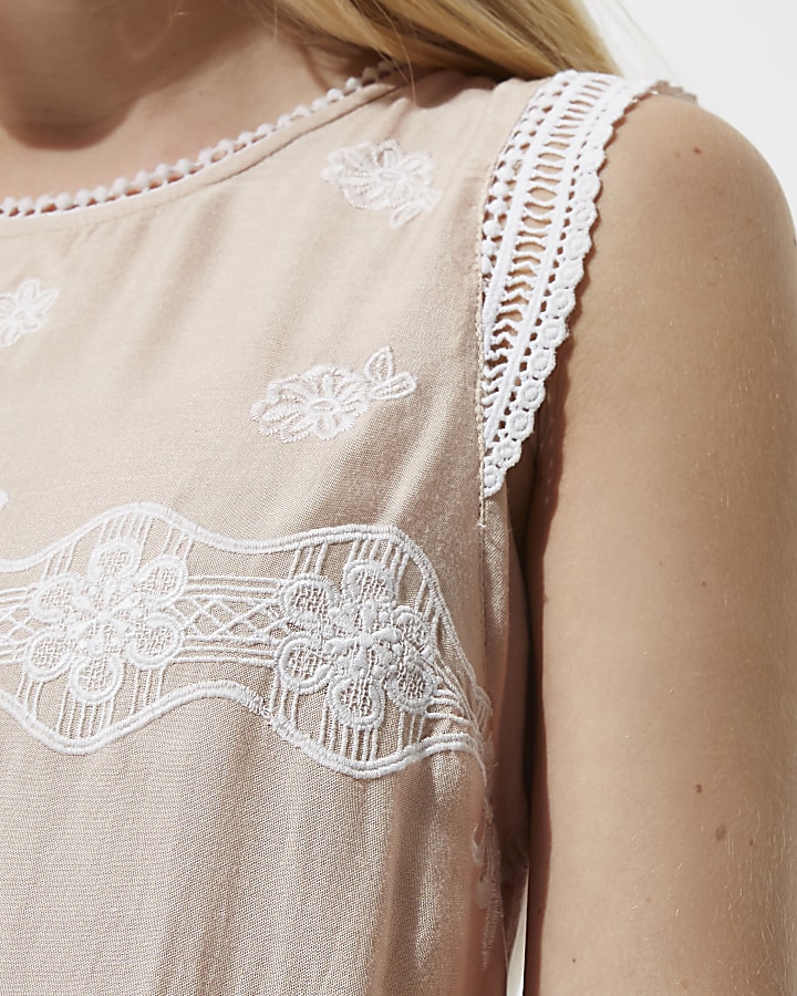 Light pink embroidered sleeveless top