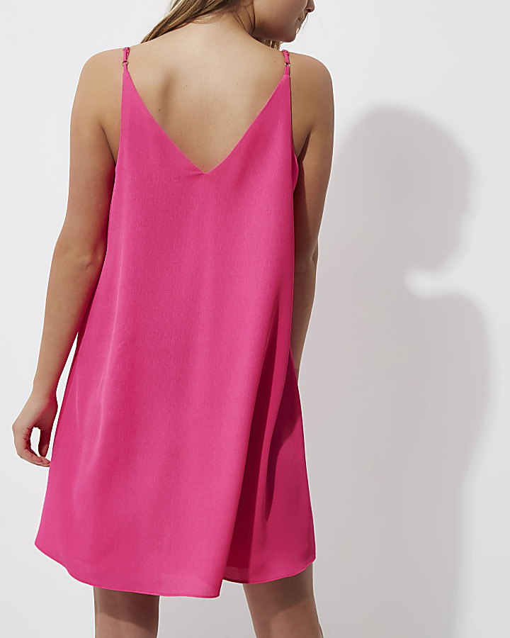 Pink button-down cami slip dress