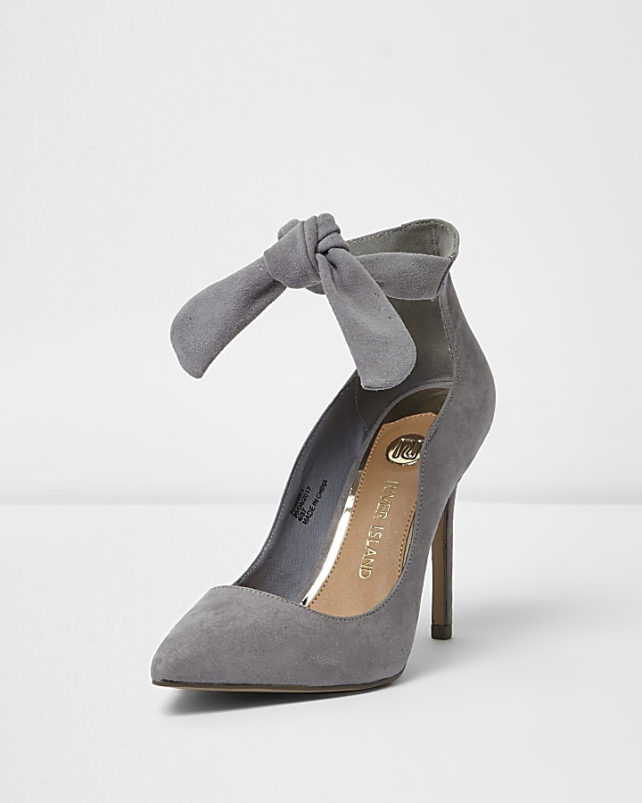 Grey tie up court shoes