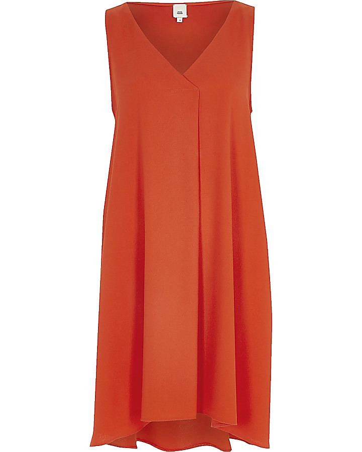Orange sleeveless swing dress
