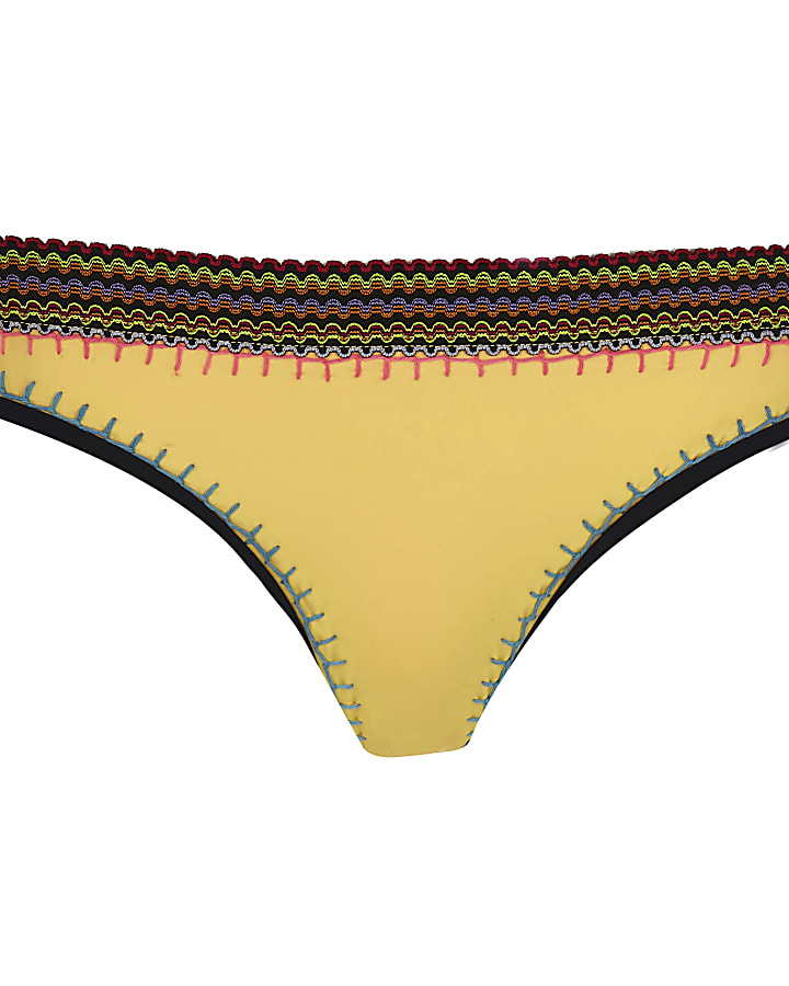 Yellow saddle stitch bikini bottoms