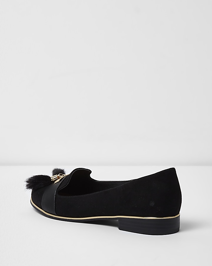 Black tassel slip on loafers